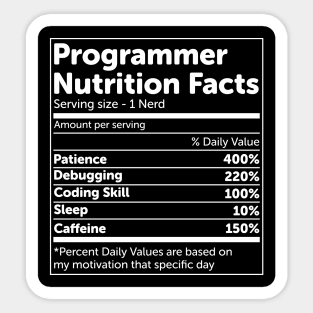 Programmer Nutrition Facts Sticker